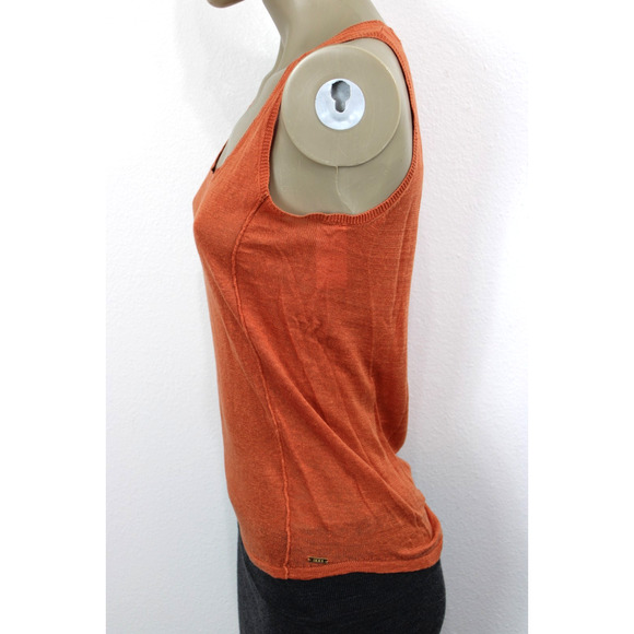 Knitted by IKKS Women's Sleeveless Orange Knit Sweater 0.616 Decoration Linen S - Picture 2 of 10